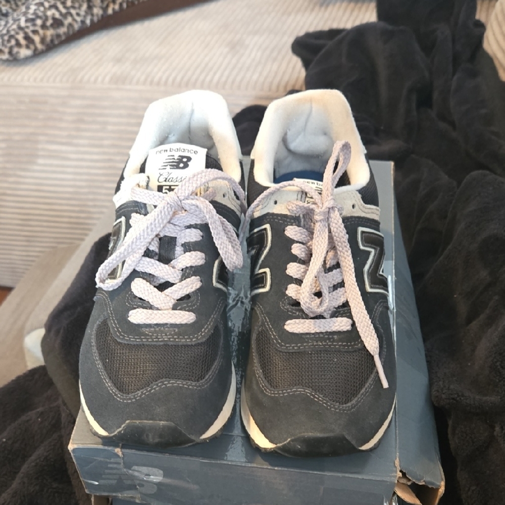 New Balance Youth Black and White Athletic Shoes